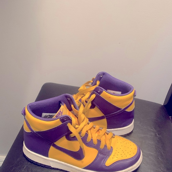 Nike high top dunks :Purple and Yellow